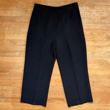 Vintage Black Silk Pants Womens Plus Size 1X 35-38" Waist Wide Leg Trousers
