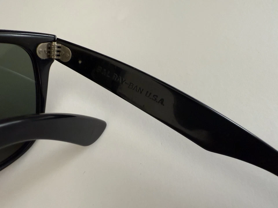 Vintage Ray Ban Wayfarer II Sunglasses L1724 B & L UV Glass G 15 USA Black 80s - Immagine 4 di 4