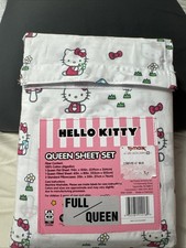 Set lenzuola 4 pezzi Hello Kitty 100% cotone bianco queen completo