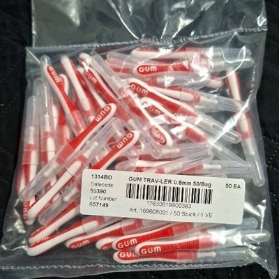 GUM Trav-ler Interdentalbürsten rot 0,8mm - 50 Stück Zahnzwischenraumbürsten