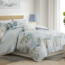 King Duvet Cover Set, Tropical Palm Print, Soft Cotton Oversized Duvet Cover ...