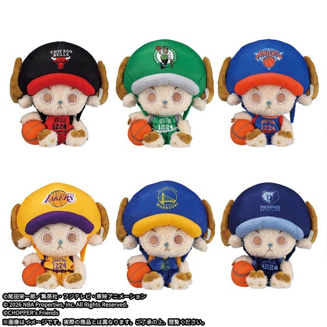 Set of 2 ONE PIECE x NBA MONKEY D.LUFFY & CHOPPER's PLUSH MEMPHIS