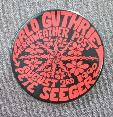 Arlo Guthrie & Pete Seeger, Concert Button Pin, Merriweather Pavilion Post 1990