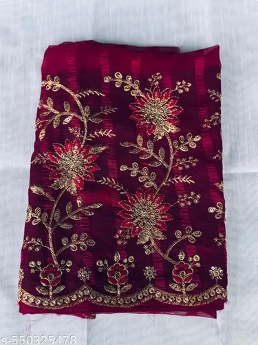 Women's Chiffon Saree with Separate Blouse Piece - Picture 13 of 25