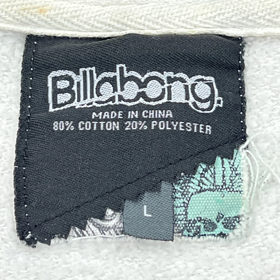 Sudadera con Capucha Billabong Para Hombre Grande Blanca Cremallera Completa Sudadera Gráfico Deletreado Y2K Foto 3 de 4