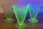 Vintage Jeanette Floral Poinsettia Footed Tumbler /Sherbet/Parfait *Set of 3*