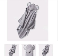 Cloud Island Baby Elephant Hooded Towel Gray