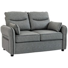 2 Seater Sofa, Faux Leather Loveseat - Grey