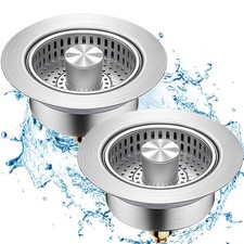 2 Pcs 3 in 1 Kitchen Sink Drain Strainer,Universal Stainless Steel 2