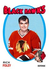 1971-72 Topps CTNW #154 Rick Foley Chicago Blackhawks Custom Rookie Card. rookie card picture