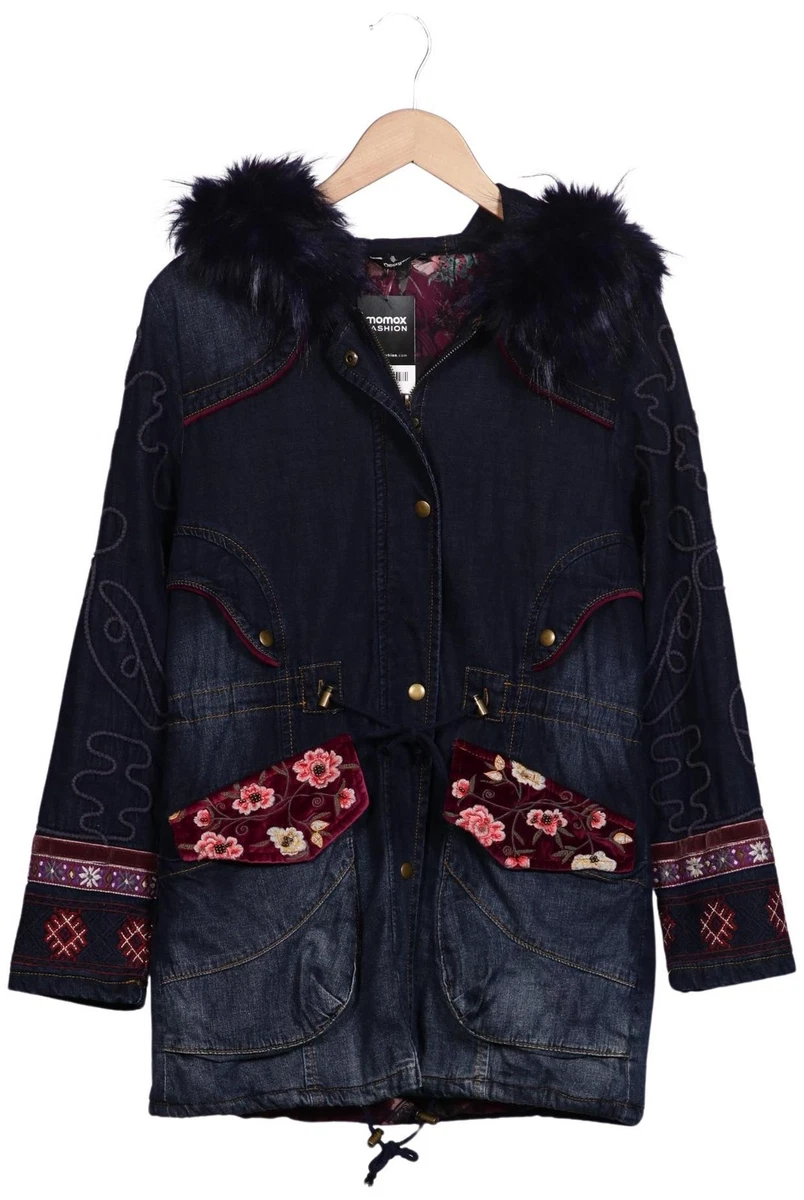 Desigual Mantel Damen Jacke Parka Gr. 38 Baumwolle Marineblau #tzwc230