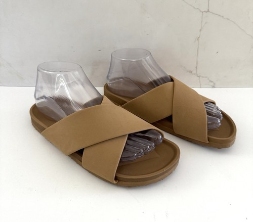 J. Crew Marina Tan Waterproof Cross-Strap EVA Sandals Size 6.5-7 Beach Comfort