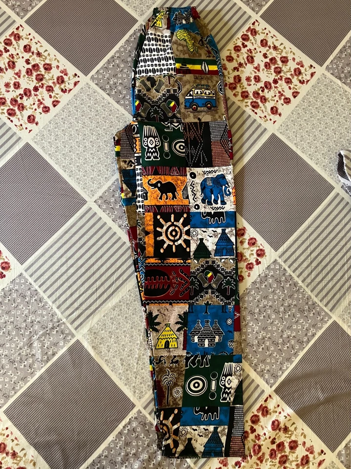 Pantalones de retazos de cera africana unisex - Pantalones Ankara coloridos hechos a mano Foto 3 de 4