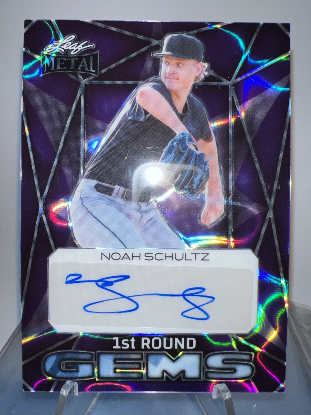Noah Schultz 2024 Leaf Metal 1st Round Gems -purple (AUTO)  /9 #1RG-NS1