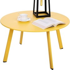 Patio Coffee Table - 28inch Metal Steel Outdoor Round Table Weather