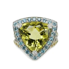 MAUBOUSSIN Mekla Atour Ring Lemon Quartz and Blue Topaz 750WG #11 Approx 11.4g