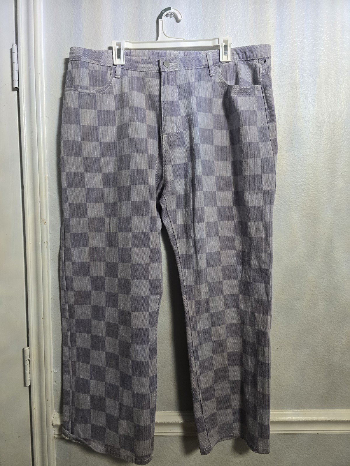 Cider Patchwork Checkered Mom Light Grey Denim Re… - image 6