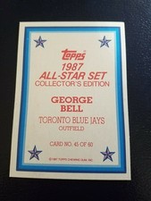 George Bell Blue Jays 1987 Topps All-Star Collector's Edition BLANK FRONT SCARCE