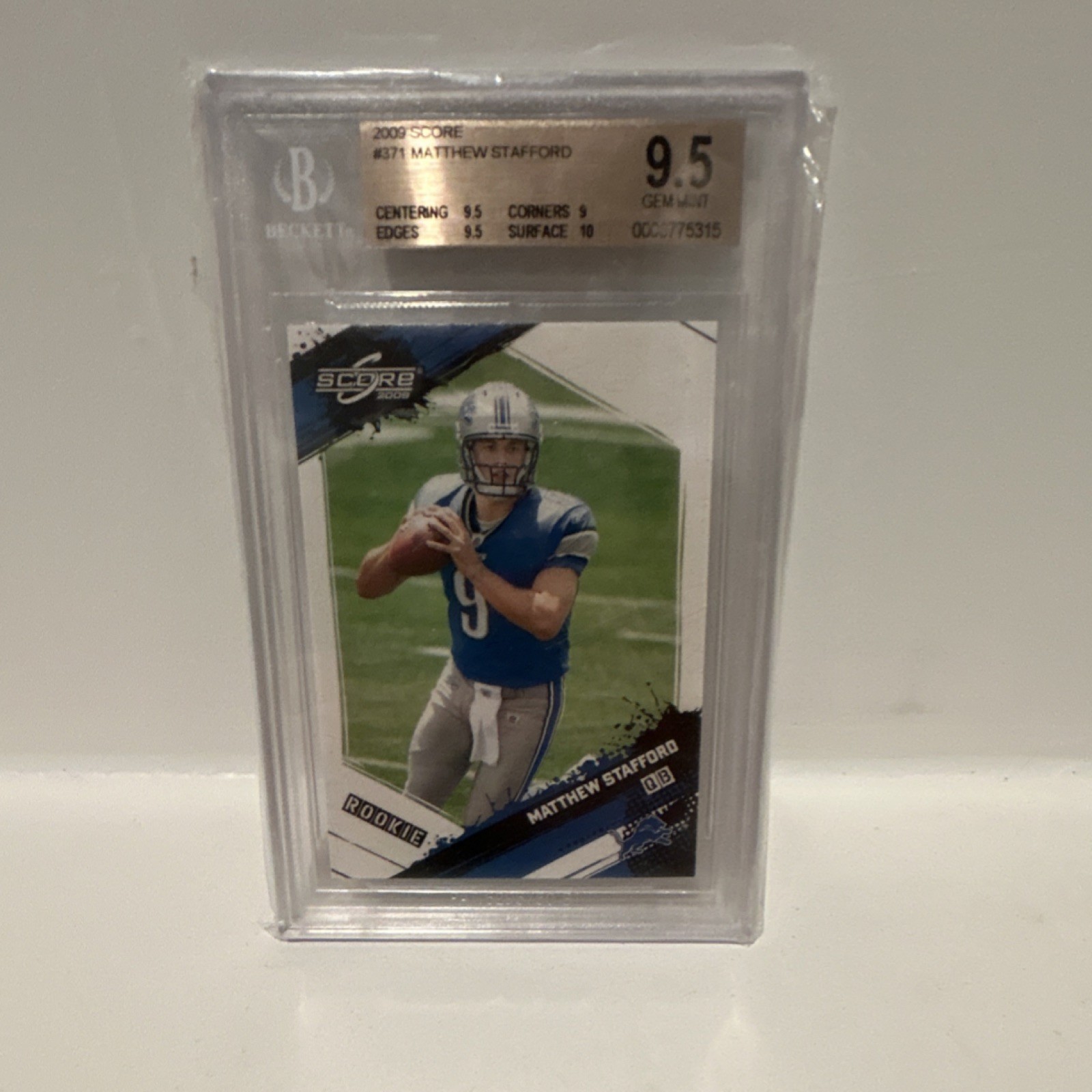 2009 Panini Score Matthew Stafford #371 Rookie Detroit Lions BGS 9.5