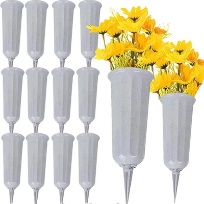 AIHMILCL Plastic Cemetery Vases 12pcs Flower Holder for Cemetery Decorations for Grave...