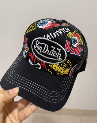 Von Dutch Trucker Hat Black Graphic Logo Mesh Snapback Adjustable Streetwear Cap