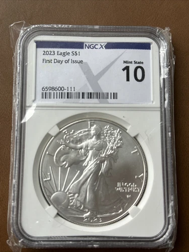 FDOI 2023 W Silver Eagle NGC X 10 New Label 1$ Silver .99