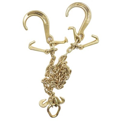 5/16''x3' G70 Truck V-Chain Bridle w/ 8'' Medium J Hooks, T- Hook & J-Hook Chain