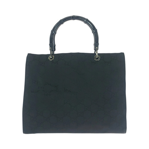 GUCCI 002 0101 Bamboo Black Nylon Women's Handbag #PB15982