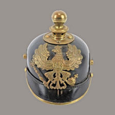 Helmet , German,  WWI Prussian, Prussian M1895 Artillery Pickelhaube - Kugelhelm