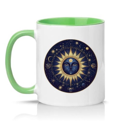 Himmlische Sonne Gesicht Unisex 11 Unzen Keramiktasse Astrologie Tee Kaffeetasse