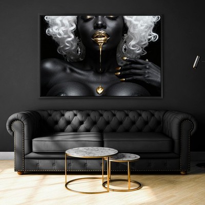   Erotisches Frau Kunst Bild, gold Make-up Wandbild, Acrylglas, Leinwand, Poster