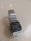 Vtg Timex Indiglo 555 18mm Lug Digital Watch Alarm stop Watch Silver ToneT78582