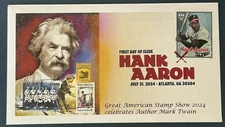 AMERICOVER 2024 Salutes Mark Twain on Henry Hank Aaron Baseball DCP 