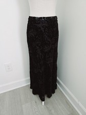 Lauren Ralph Lauren Vintage 90s Y2K Velvet Silk Maxi Skirt 16 L Black Floral