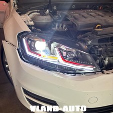 One Pair LED Headlights Sequential Turn For 2015 2016 2017 Volkswagen Golf MK7