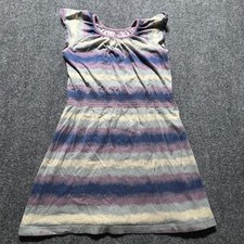 Tea Collection Girls Size 10 Purple Blue Ikat Stripe Cotton Smocked Waist Dress