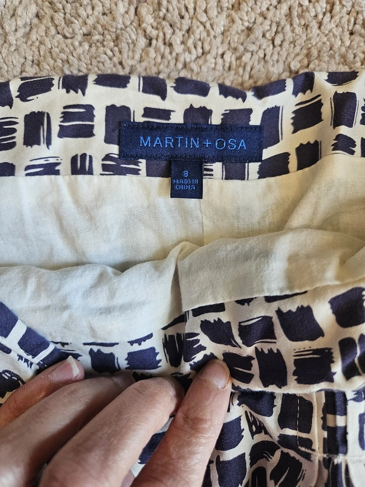 Falda Martin + Osa Blanca Azul Plisada Línea A Talla 8 Ideal para Verano Primavera  Foto 3 de 4