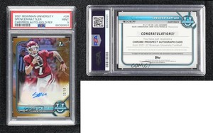 2021 Bowman U Chrome Prospect Gold Refractor /50 Spencer Rattler PSA 9 MINT Auto