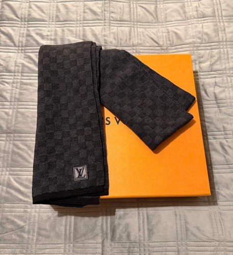 Authentic Louis Vuitton Black Monogram Classic Scarf with Original Packaging