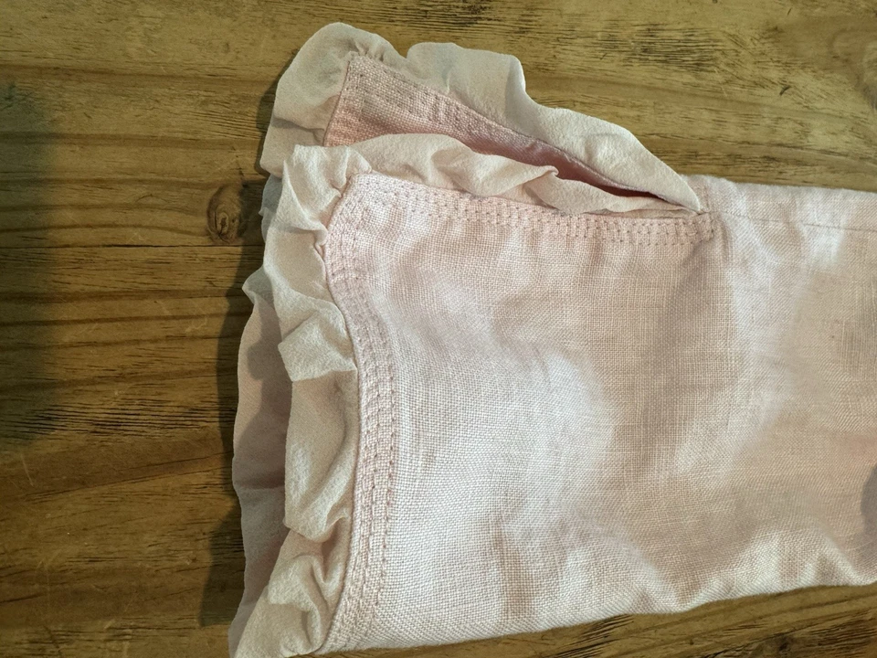 Chaqueta Ligera De Colección Anne Klein 100% Lino Rosa Claro Volantes Talla 8 Foto 3 de 4