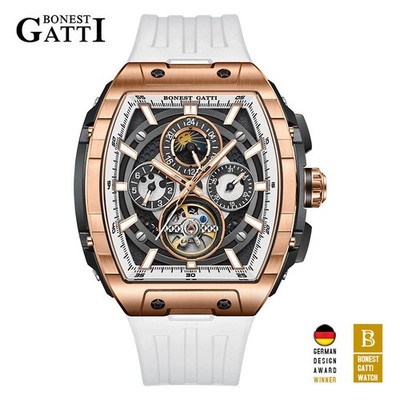 BONEST GATTI Tonneau Sapphire Crystal Multifunction Automatic Mechanical Watch