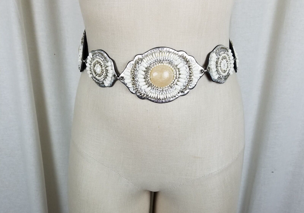 Chicos Medallion Glass Stone Concho Metal Chain Statement  display picture 3