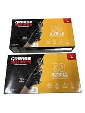 Grease Monkey Gorilla Grip Nitrile Gloves, Size Large 2 BOXES OF 50 (100 GLOVES)