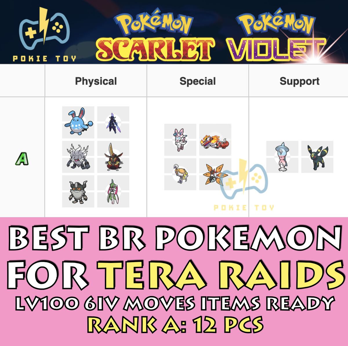 BEST BR POKEMON TERA RAIDS 12 PCS LV100 6IV MOVES READY