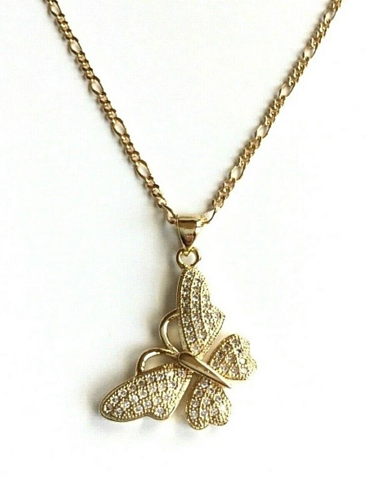 COLLAR MARIPOSA RELLENO ORO 18K 18" LARGO/CADENA DE MARIPOSA 18" LARGO - P39-1 Foto 3 de 4