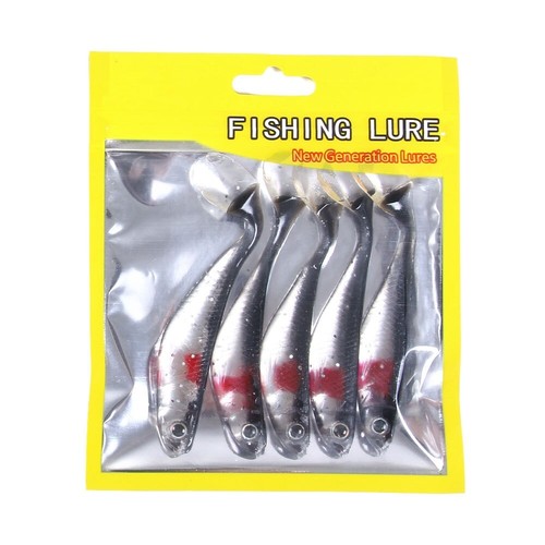 Lifelike Bass Bait 5pcs Soft Fishing Lure Artificial Bait Hook 5 Colors - Picture 12 of 16