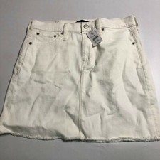 J Crew Mercantile Skirt Womens White Skirt Size 4 NWT 69.50 Fray Hem