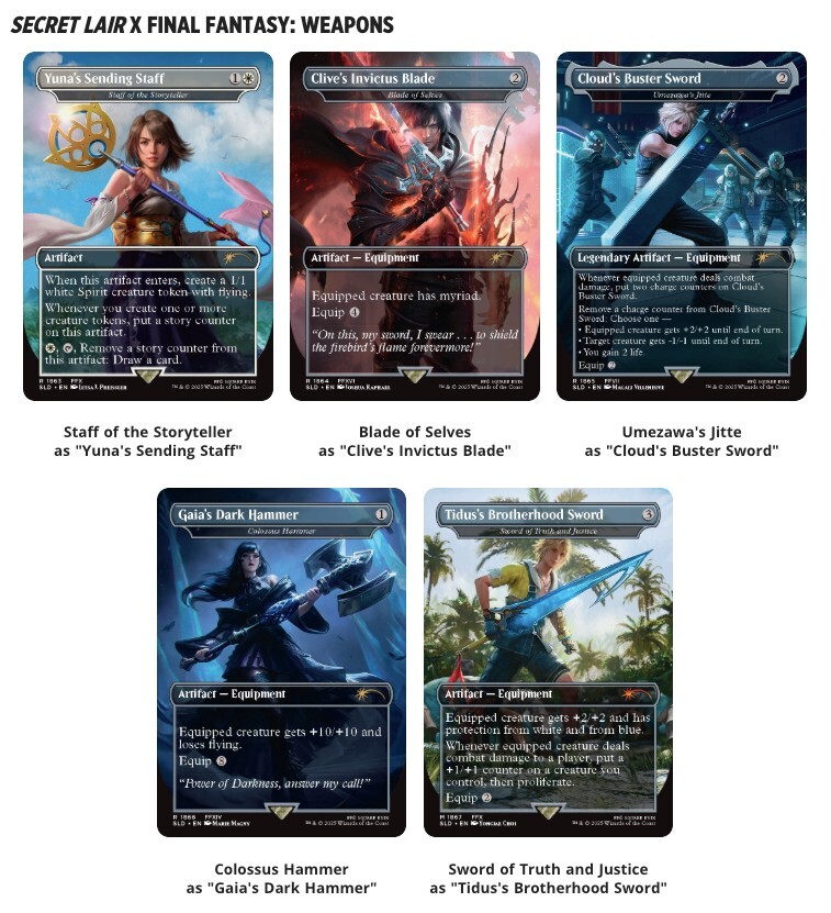 マジック：ザ・ギャザリング MTG Secret Lair x FINAL FANTASY: Weapons 🔥 MTG Final Fantasy Secret Lair 