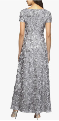 sachin and babi light blue dress Alex Evenings 18 Rosette Lace Formal Short Cap Sleeve Dress Sequins Retail  $279