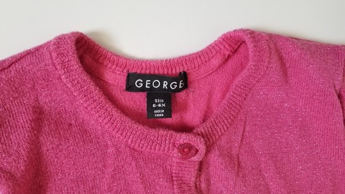Girls George Pink Metallic Sparkly Dressy Long Sleeve Cardigan Sweater Size 6 6X - Picture 4 of 4